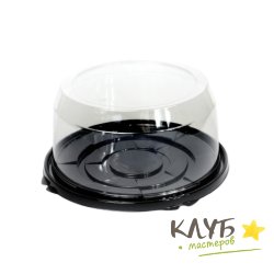 Коробка для торта пластиковая 16,4х10,5 см черная подложка