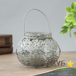 Подсвечник металлический "Кружево", 1 шт.
