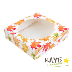 Коробка с окном "Кленовый лист", 12х12х3 см