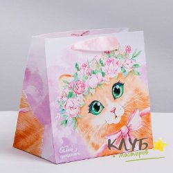 Пакет бумажный с ручками «Самой прекрасной. Кошечка», 30 х 30 х 12 см