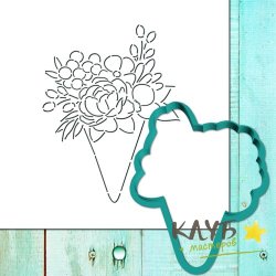 Трафарет+форма для пряников "Букет в кульке"