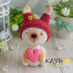 Зайчик в шапочке с сердцем, форма из пищевого силикона