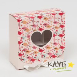 Коробка для конфет с окном "Фламинго" 9 ячеек, 11,5х11,5х5 см