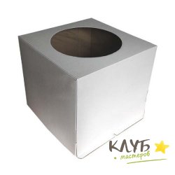 Коробка для торта с окном (гофрокартон) 26х26х30 см