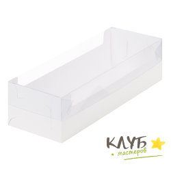 Коробка для рулета с пластиковой крышкой белая 30х11х8 см