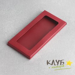 Коробка для шоколадной плитки красная перламутровая 16х8х1 см