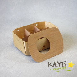 Лукошко из шпона с перегородками и крышкой 15,5х10х7 см