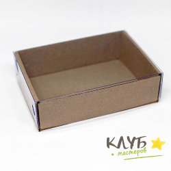 Коробка с пластиковой крышкой крафт 16х11х4,5 см