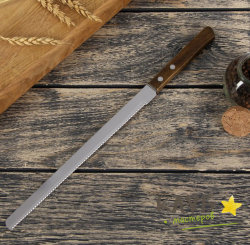 Нож для бисквита с крупными зубчиками (деревянная ручка), 22 см