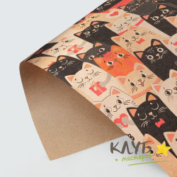 Крафт бумага "Котики" 50х70 см