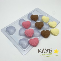 Сердце вязаное 40 (9 ячеек), форма пластиковая