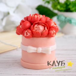 Пионы в шляпной коробке, форма силиконовая
