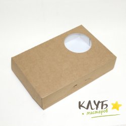 Коробка крафт с круглым окном 27х18,5х5,7 см
