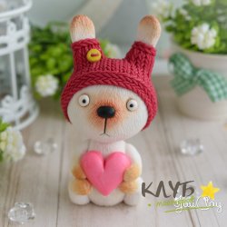 Зайчик в шапочке с сердцем, форма силиконовая