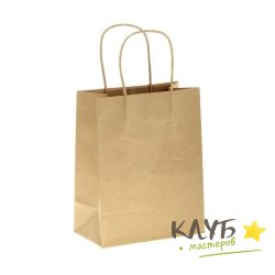 Крафт-пакет бумажный с ручками без рисунка 30х22х11 см