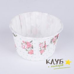 Капсулы бумажные усиленные Голубой горох с розами 5х3,9 см (10 шт.)