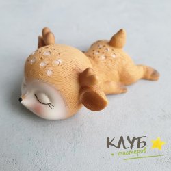 Олененок спящий на животе, форма из пищевого силикона