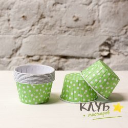 Капсулы усиленные бумажные Зеленые в горох 3,5х2,8 см (10 шт.)