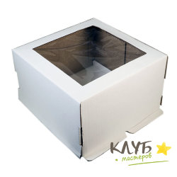 Коробка для торта с окном (гофрокартон) 22х22х13 см