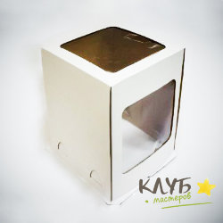 Коробка для торта с двумя окнами (гофрокартон) 22х22х30 см